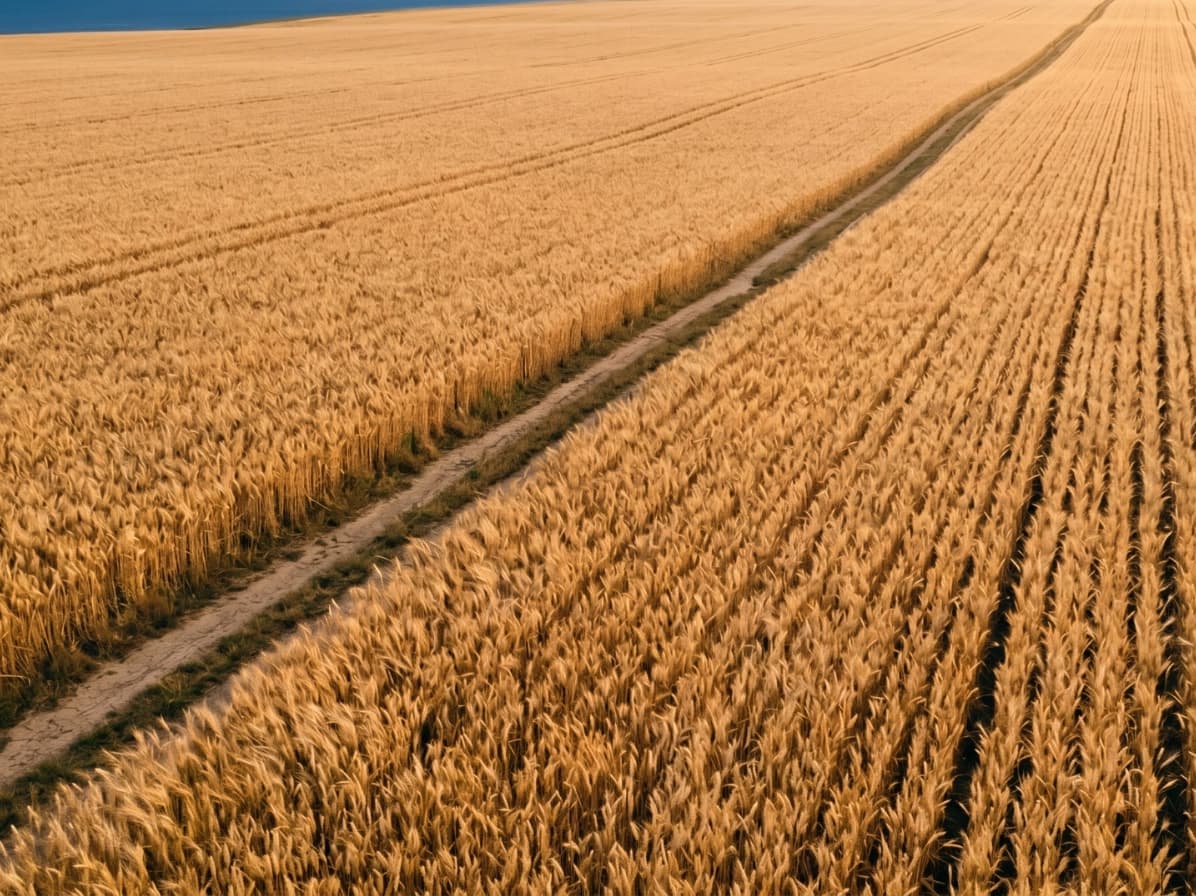 A wheat field with a path running through it